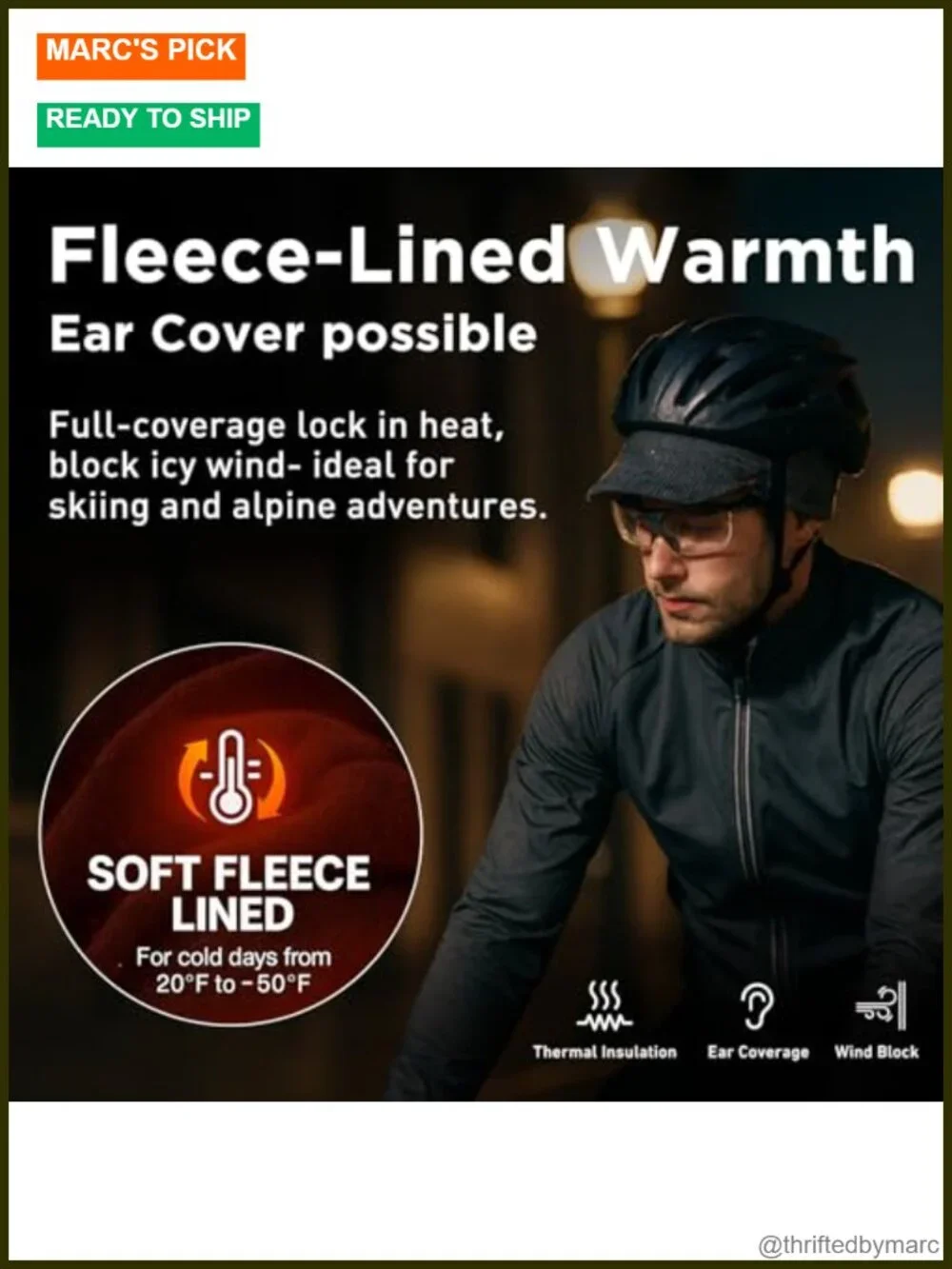 Waterproof Fleece Lined Merino Wool Blend Beanie with Brim Visor Winter Hat